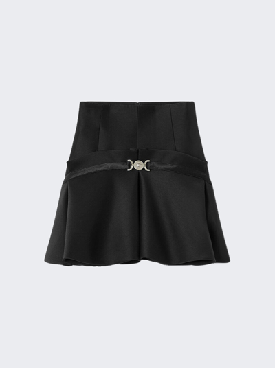 Shop Versace Sculptural Wool Mini Skirt In Black