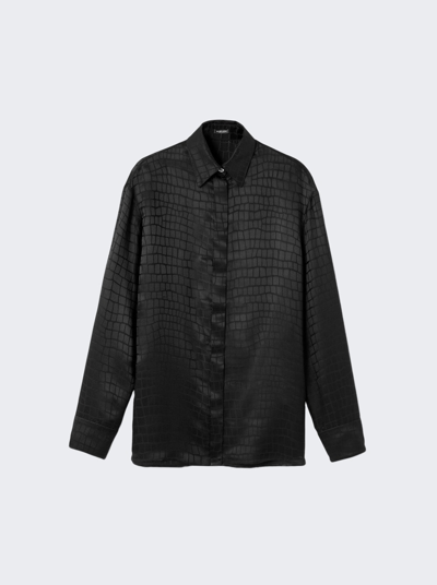 Shop Versace Croc-devore Silk Blend Shirt In Black