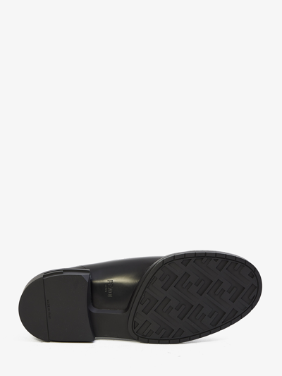 Shop Fendi Frame Loafers In Black