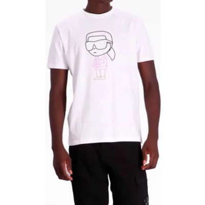 Shop Karl Lagerfeld Ikonik T-shirt With Contrast Embossed Logo – L, White