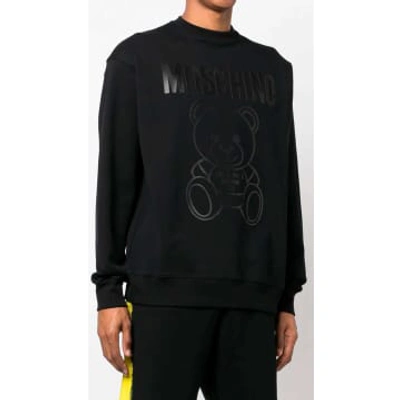 Shop Moschino Sweatshirt With Logo And Embossed Teddy Bear – 44, Black
