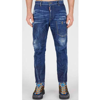 Shop Dsquared2 Skipper Fit Jeans Black Label With Logo – 52, Blue