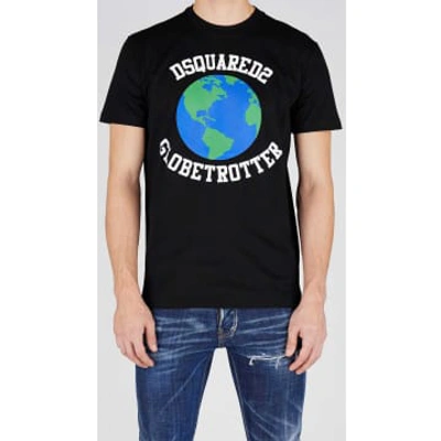 Shop Dsquared2 T-shirt With Globetrotter Graphic Print – S, Black