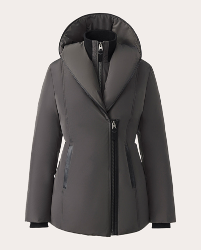 Shop Mackage Women's Adali Longline Down Coat In Grey