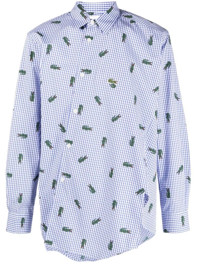 Shop Comme Des Garçons Shirt Cdg Shirt X Lacoste Asymmetric Print Shirt In Blue