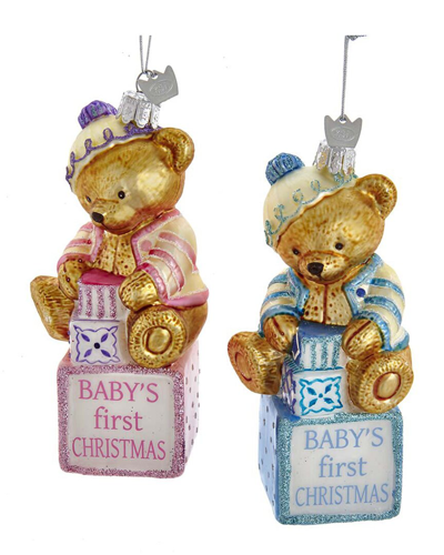 Shop Kurt Adler 5in Noble Gems Baby's First Christmas Ornaments (2 Assorted) In Multicolor