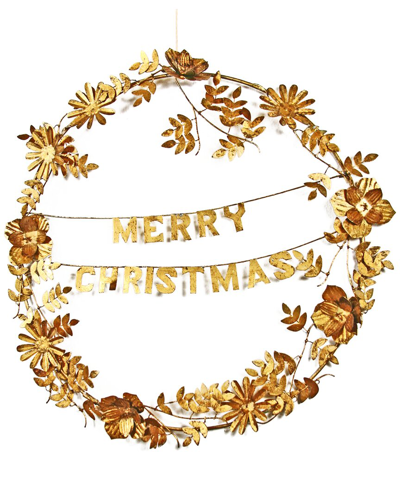 Shop Cody Foster & Co. Merry Christmas Wreath In Gold