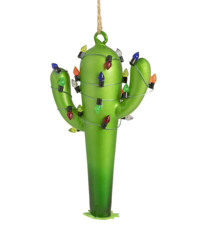 Northern Lights Northlight 5.5in Green Cactus With Retro Light String Glass Christmas Ornament In Green