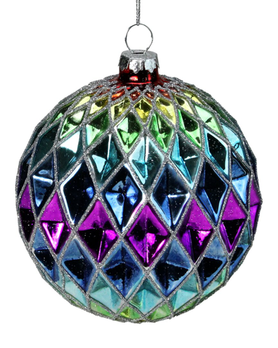 Northlight 3.75in Vibrantly Colored 2-finish Harlequin Glass Christmas Ball  Ornament In Multi