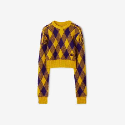 Shop Burberry Argyle Wool Sweater In Pear