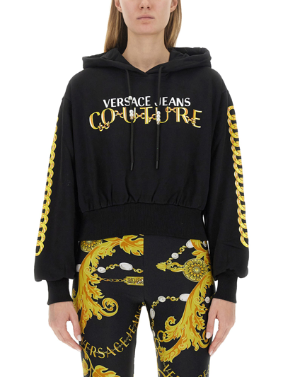 Shop Versace Jeans Couture Sweatshirt With Logo In Multicolour