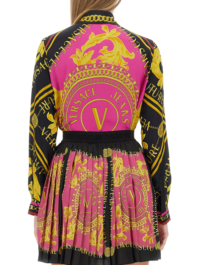 Shop Versace Jeans Couture Logo Print Shirt In Fucsia