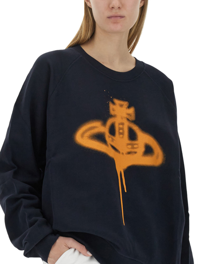 Shop Vivienne Westwood Orb Spray Print Sweatshirt In Blu