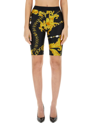 Shop Versace Jeans Couture Logo Cycling Shorts In Multicolor