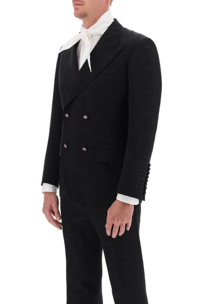 Etro Double-breasted Jacket With Check Pattern In Black