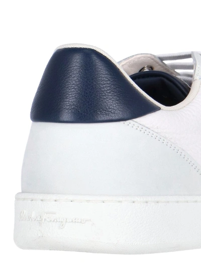 Ferragamo White Low Top Signature Sneakers In White