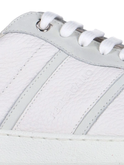Ferragamo White Low Top Signature Sneakers In White
