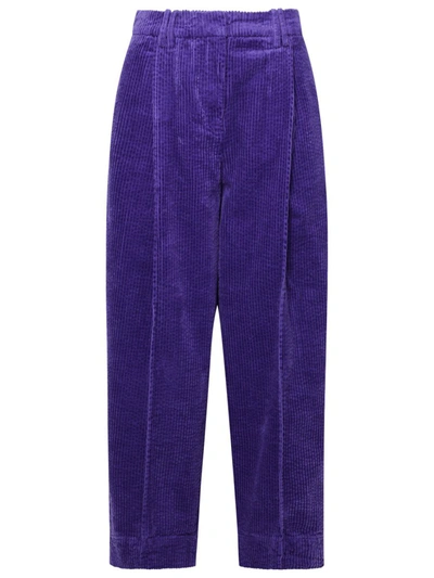 Shop Ganni 'corduroy' Purple Corduroy Pants In Violet