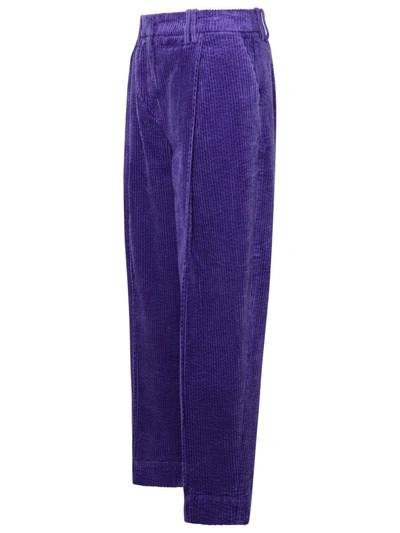 Shop Ganni 'corduroy' Purple Corduroy Pants In Violet