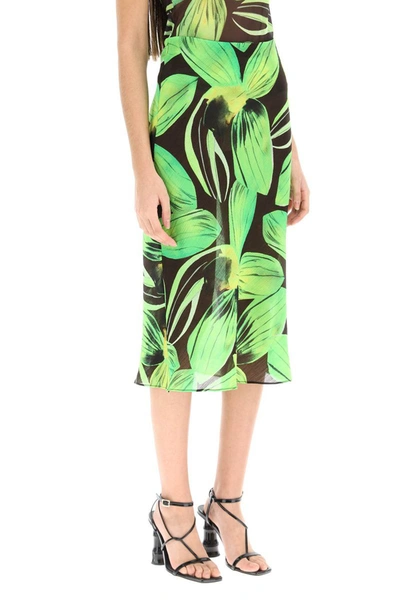 Shop Louisa Ballou Georgette Midi Skirt In Multicolor