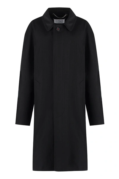 Shop Maison Margiela Wool Blend Coat In Black