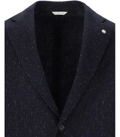 Shop Manuel Ritz Melange Blue Single Breasted Jacket