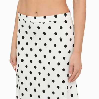 Shop Marni Polka Dot Flared Skirt In White