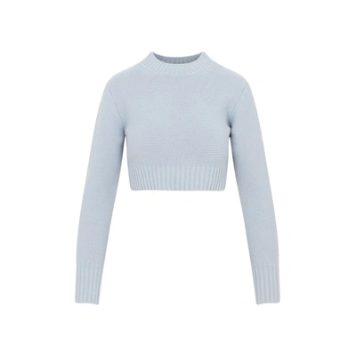 Shop Max Mara Kaya Cropped Pullover Sweater In Blue