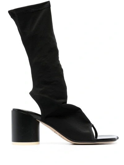 Shop Mm6 Maison Margiela Open Toe Sock Boot In Black