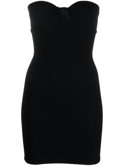 Reina Olga 'tigress Bow Detail Strapless Mini Dress' In Black