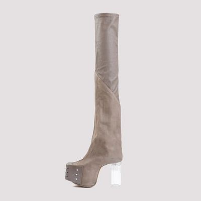 Shop Rick Owens Flared Platforms Boots Shoes In Grey