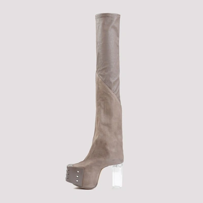 Rick Owens Flared 115 Thigh-high Platform Boots In Grey