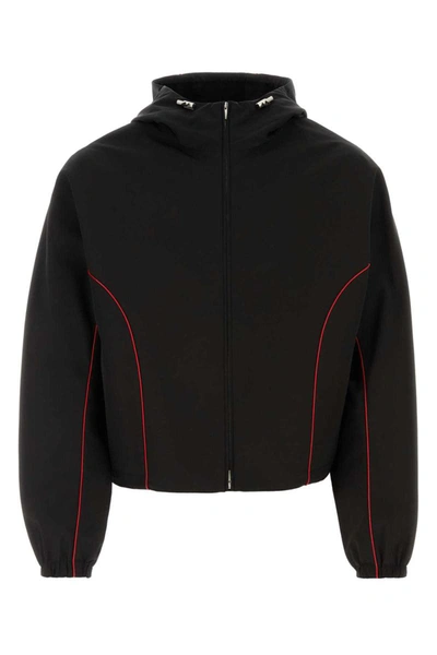Ferragamo Blouson Jacket With Contrast Piping In Black