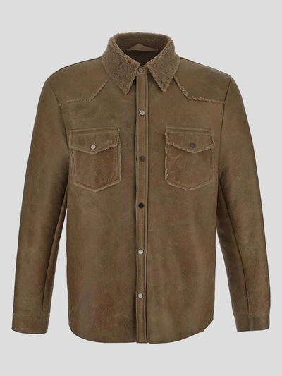 Shop Salvatore Santoro Suede Shirt Jacket In Beige