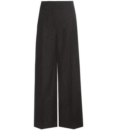 Wide-leg cotton trousers