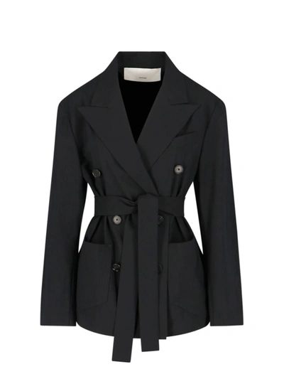 Setchu Tailored Black Jacket With Classic Collar And Streamlined Silhouette In Black