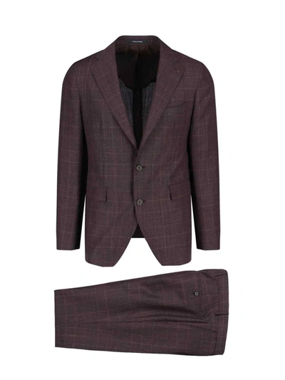 Tagliatore Tailored Suit With Flat Front Trousers In Rosso