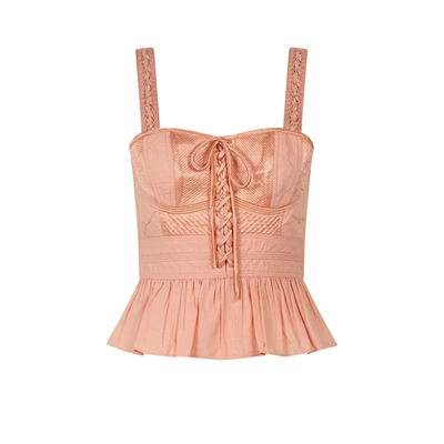 Ulla Johnson Orla Lace-up Corset Top In Pink