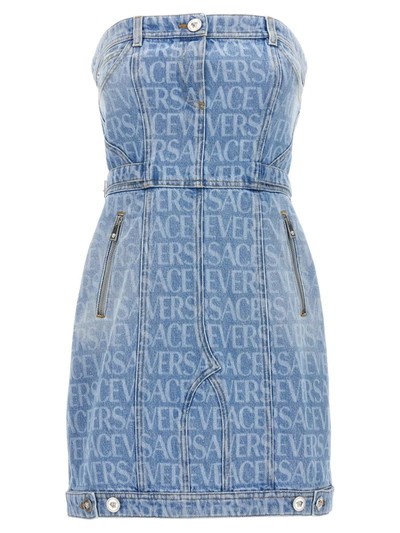 Shop Versace ' Allover' La Vacanza Capsule Dress In Blue