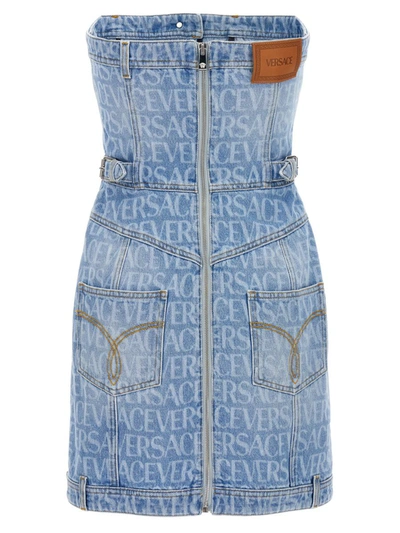 Shop Versace ' Allover' La Vacanza Capsule Dress In Blue