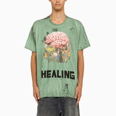 Shop Westfall Used-effect Crew-neck T-shirt In Green