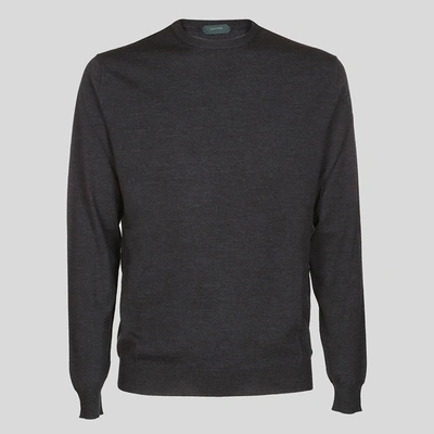 Shop Zanone Dark Grey Wool Sweater