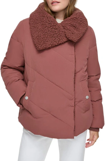 Shop Andrew Marc Valencia Water Resistant Faux Shearling Lined Puffer Jacket In Fig