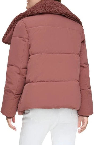 Shop Andrew Marc Valencia Water Resistant Faux Shearling Lined Puffer Jacket In Fig