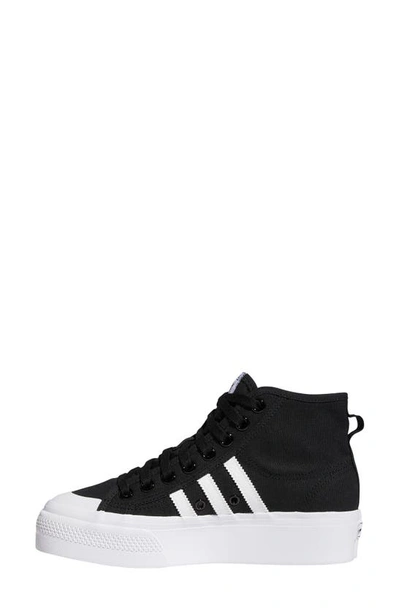 Shop Adidas Originals Nizza Mid Platform High Top Sneaker In Black/ White/ White