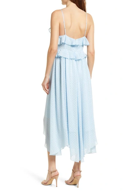 Chelsea28 Ruffle Neck Midi Dress In Blue Falls