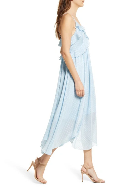 Chelsea28 Ruffle Neck Midi Dress In Blue Falls