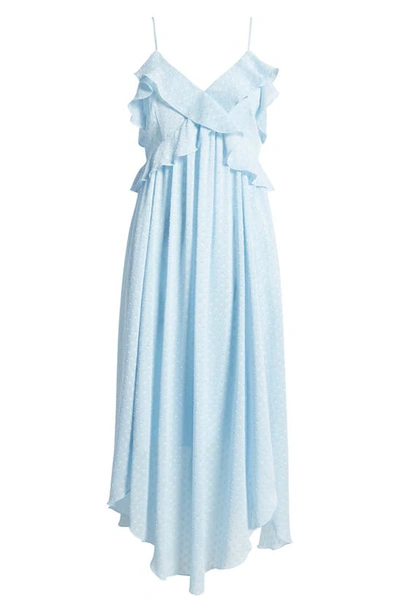 Chelsea28 Ruffle Neck Midi Dress In Blue Falls