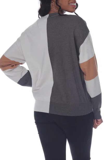 Rain And Rose Colorblock Stripe Sweater In Beige Multi