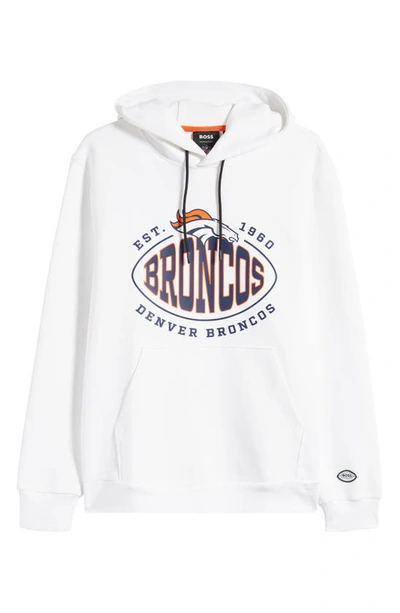 Shop Hugo Boss X Nfl Broncos Touchback Graphic Hoodie In Open White